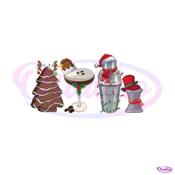 vintage-christmas-cocktails-tree-cake-png
