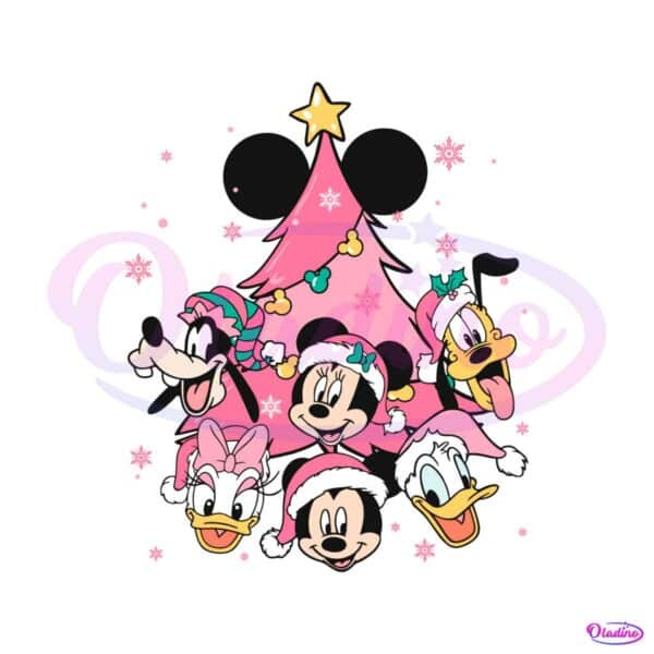 mickey-friends-pink-christmas-tree-svg