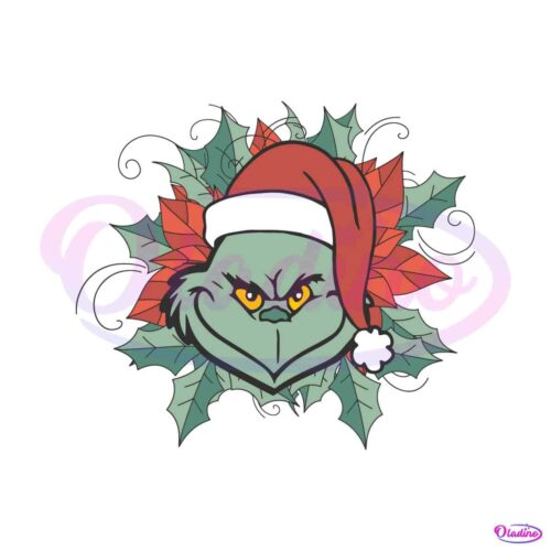 retro-santa-grinch-and-leaves-svg