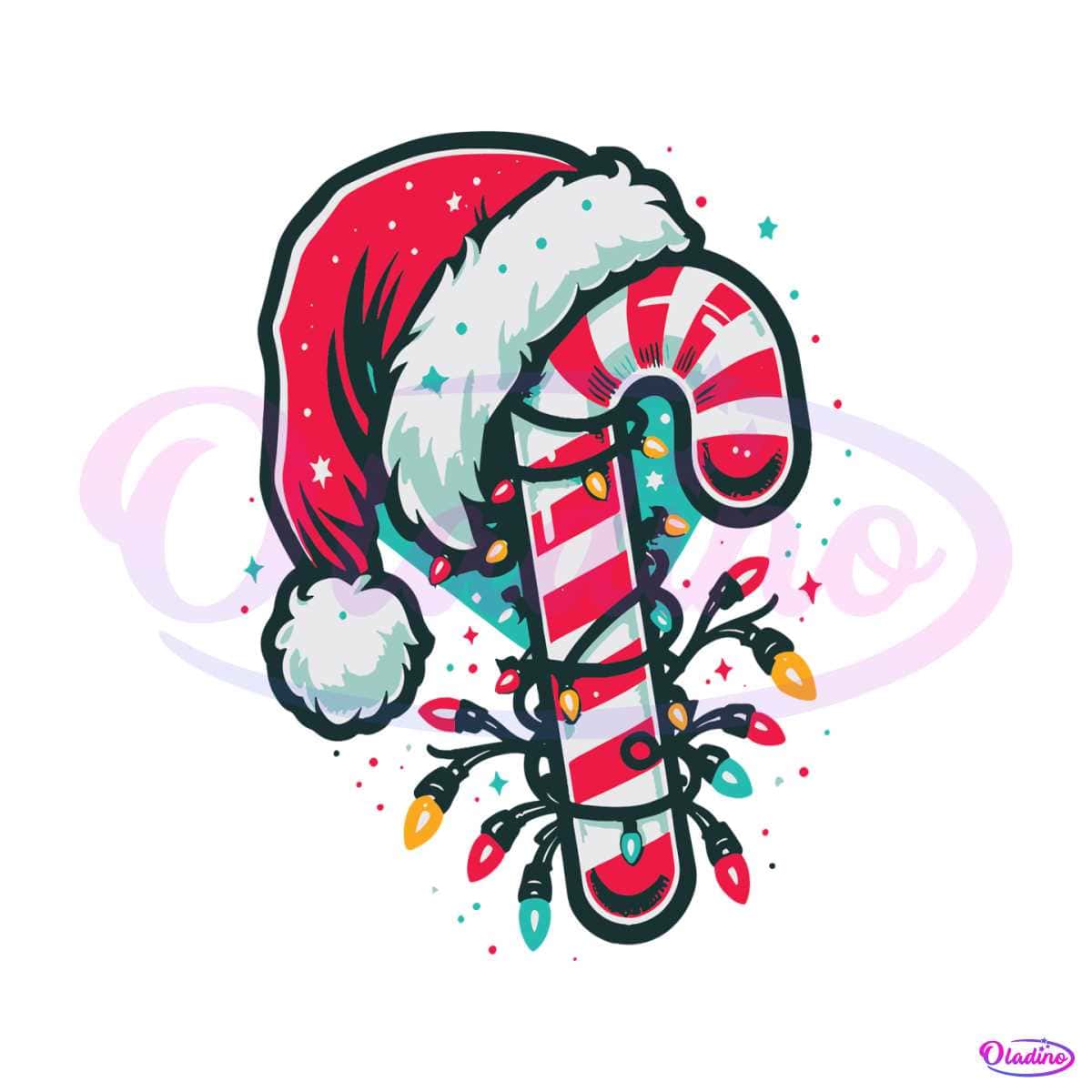 Retro Candy Cane Christmas Lights SVG