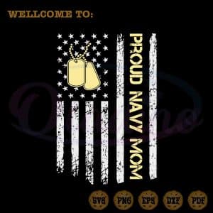 Proud Navy Mom SVG American Flag Graphic Design Cutting File