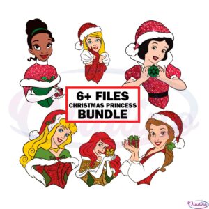 6 Christmas Princess Bundle Svg Sublimation Files Silhouette
