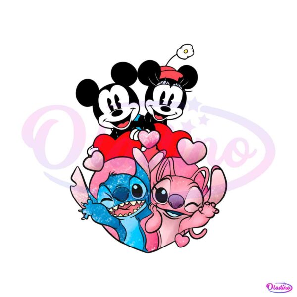 mickey-minnie-and-stitch-angel-heart-png