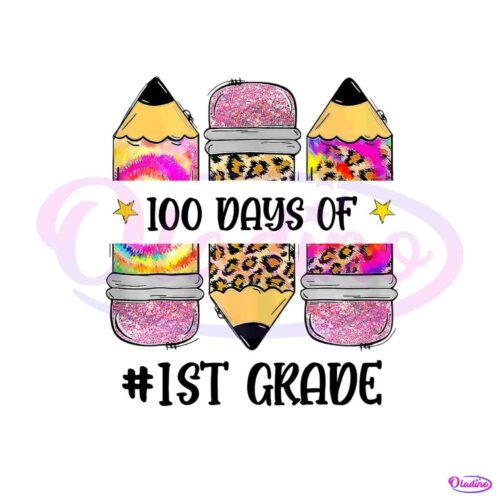 retro-100-days-of-1st-grade-pencil-png