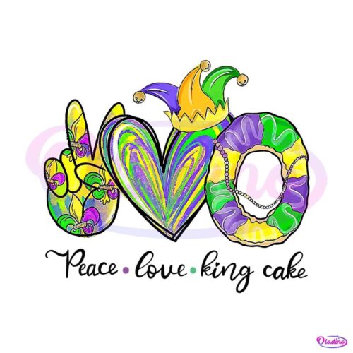 peace-love-king-cake-mardi-gras-png