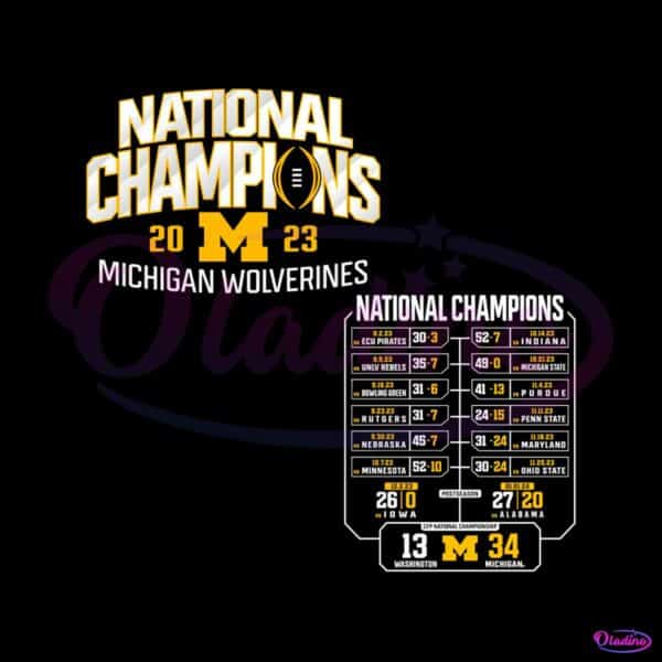 Michigan Wolverines 2023 National Champions Schedule PNG