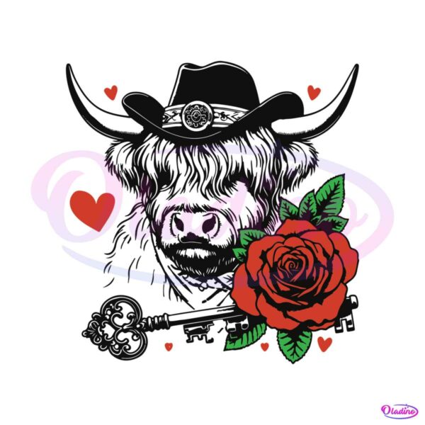 highland-cow-rose-valentine-svg