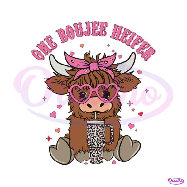 cute-one-boujee-heifer-pink-highland-cow-svg