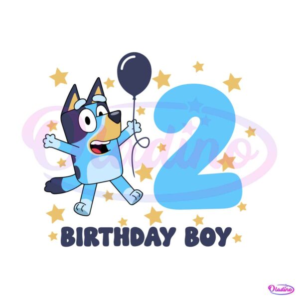 Cute 2nd Birthday Boy Blue Dog SVG