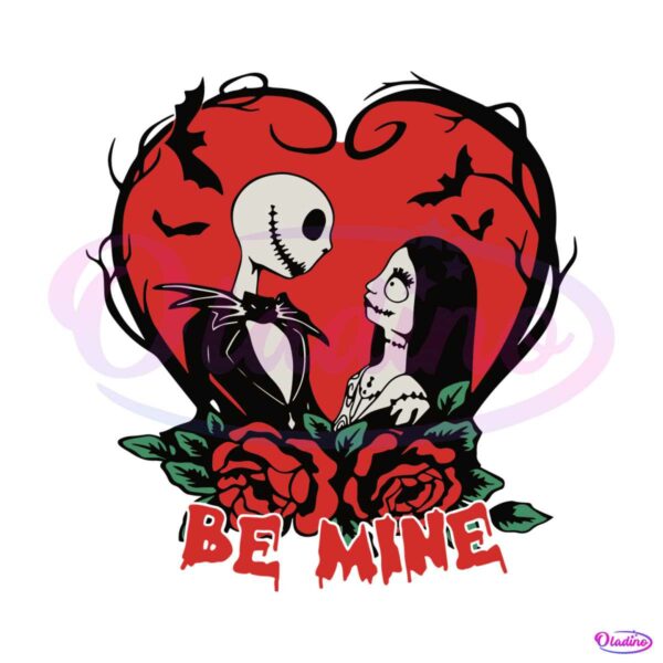 jack-and-sally-be-mine-floral-heart-svg