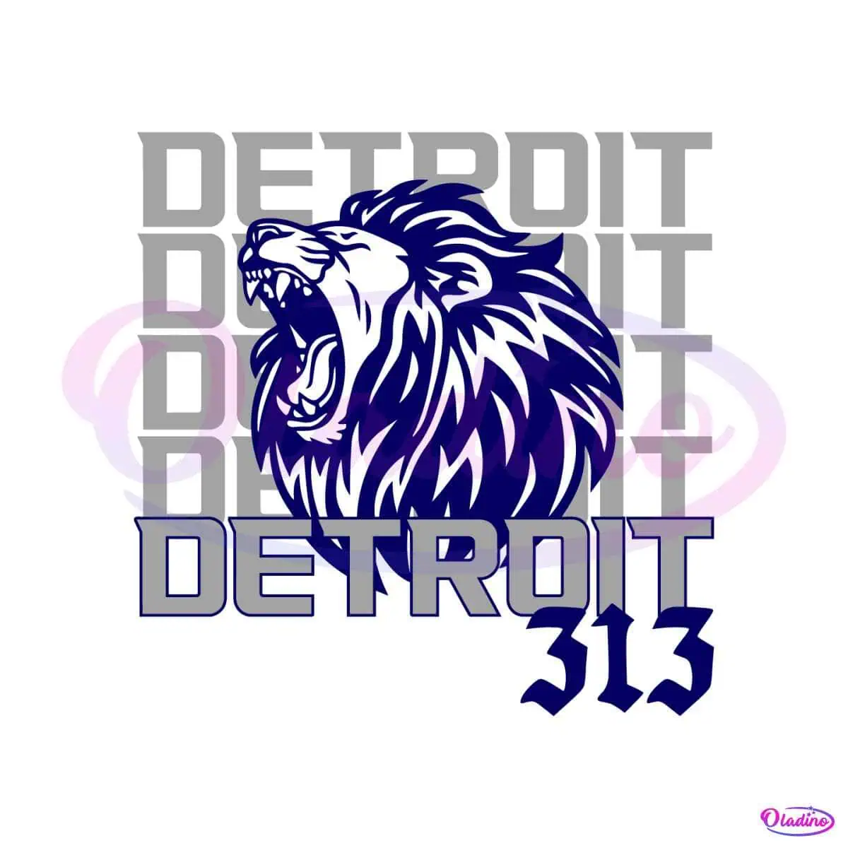 Retro Detroit 313 Lions Football Team SVG - Oladino