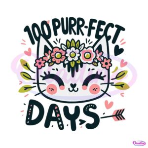 100-purrfect-days-of-school-floral-cat-svg