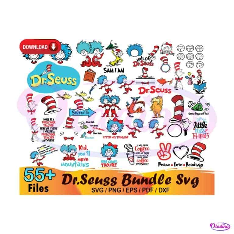 55+ Dr Seuss Bundle Cat In The Hat Svg - Oladino