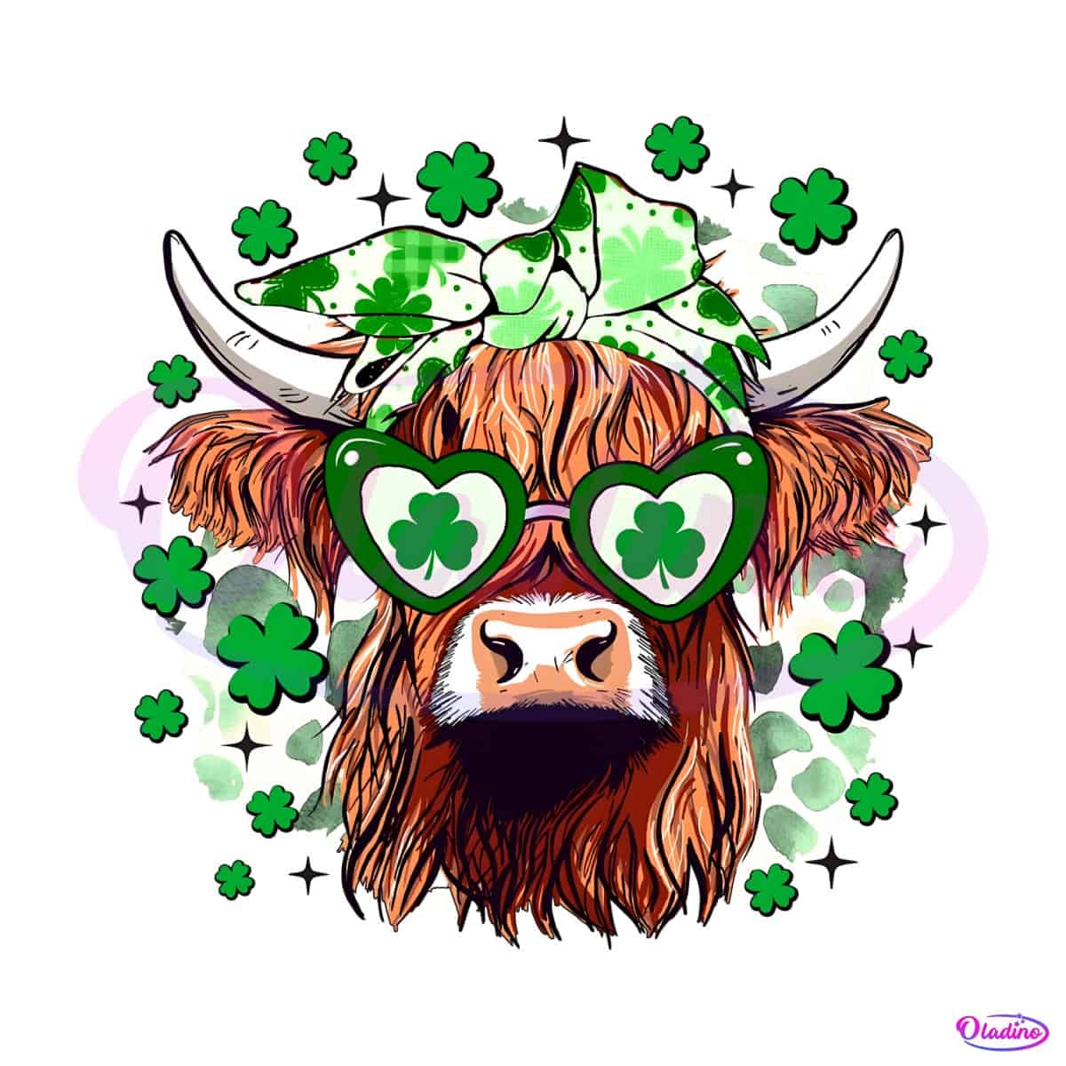 St Patricks Day Highland Cow PNG