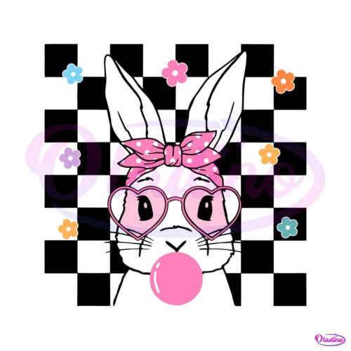 retro-easter-bunny-checkerboard-svg