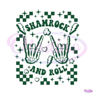 checkered-shamrock-and-roll-skeleton-hand-svg