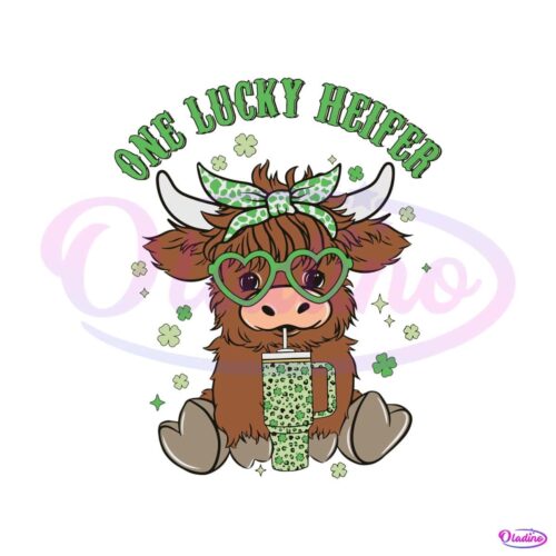 one-lucky-heifer-highland-cow-tumbler-svg