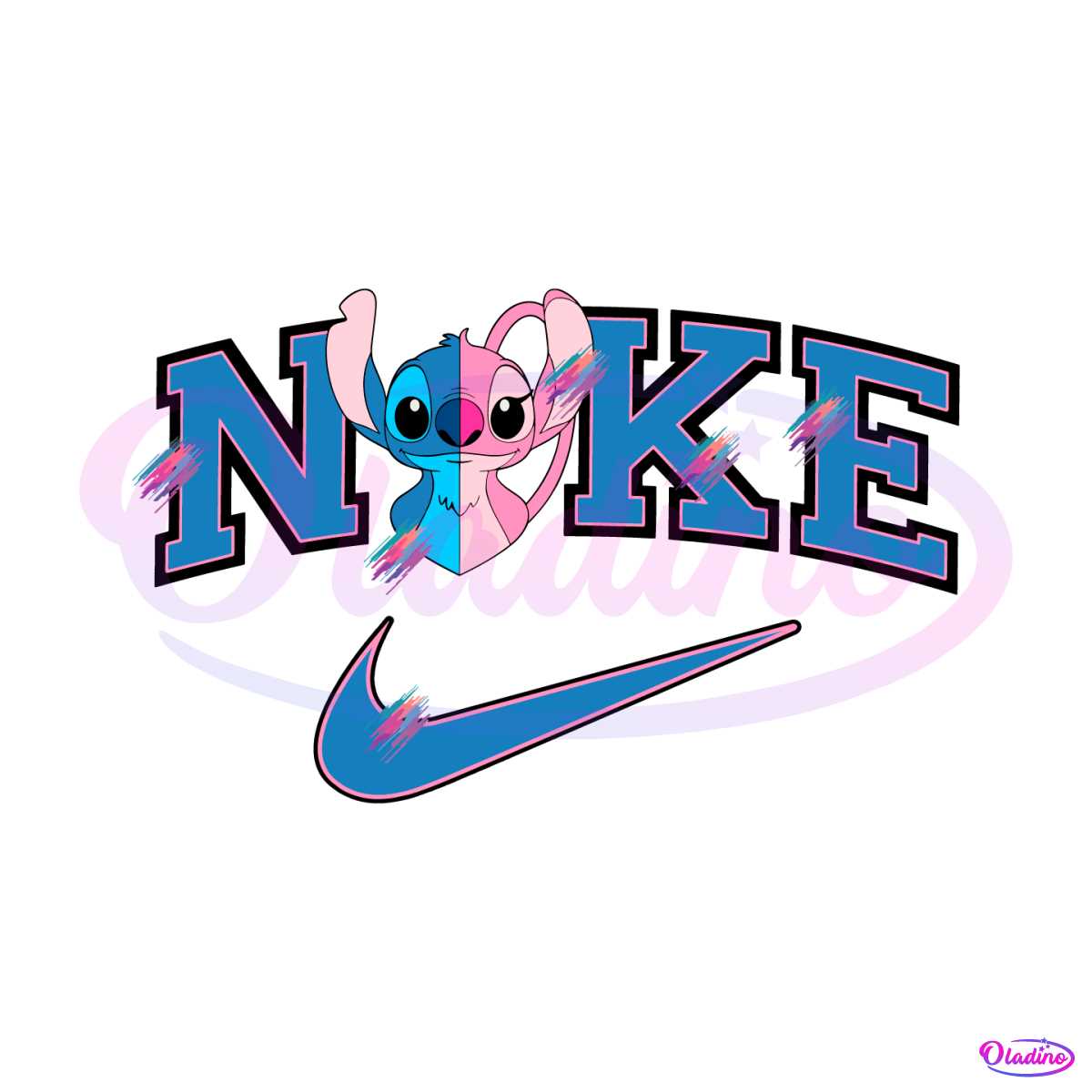 Cute Stitch Love Nike Logo SVG - Brand SVG