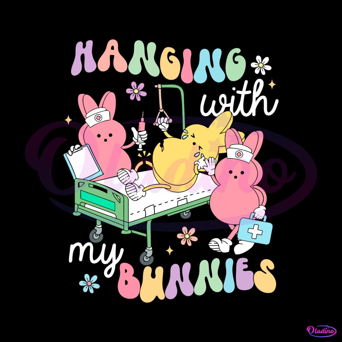 Easter Day SVG Hanging With My Bunnies Funny Easter Nurse SVG