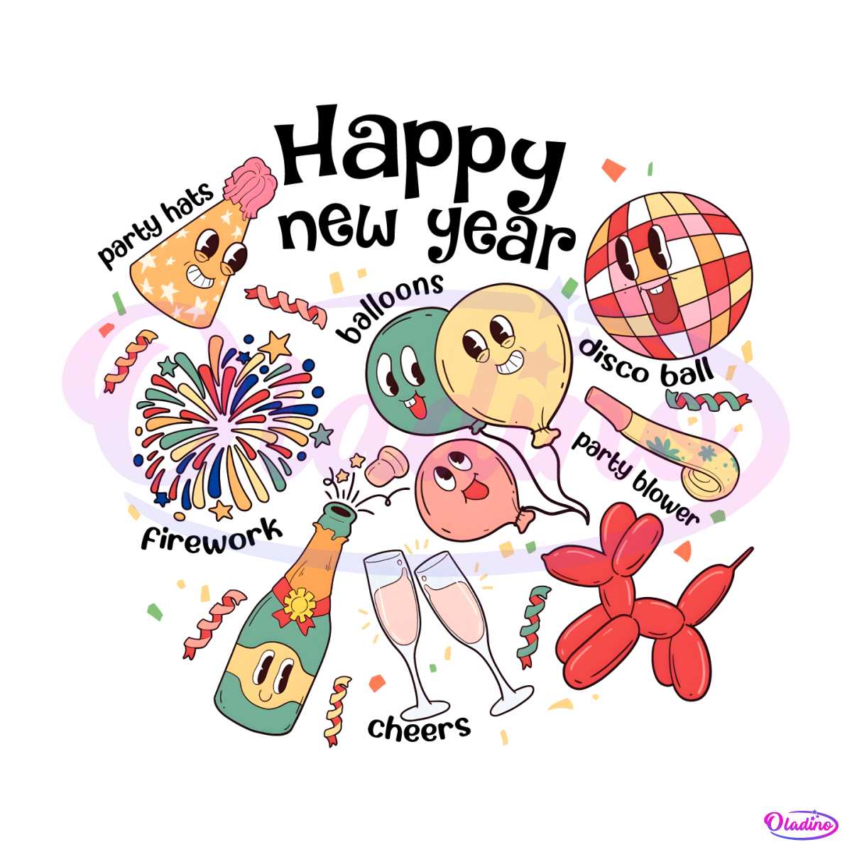 Happy New Year Firework Disco Ball PNG - New Year SVG