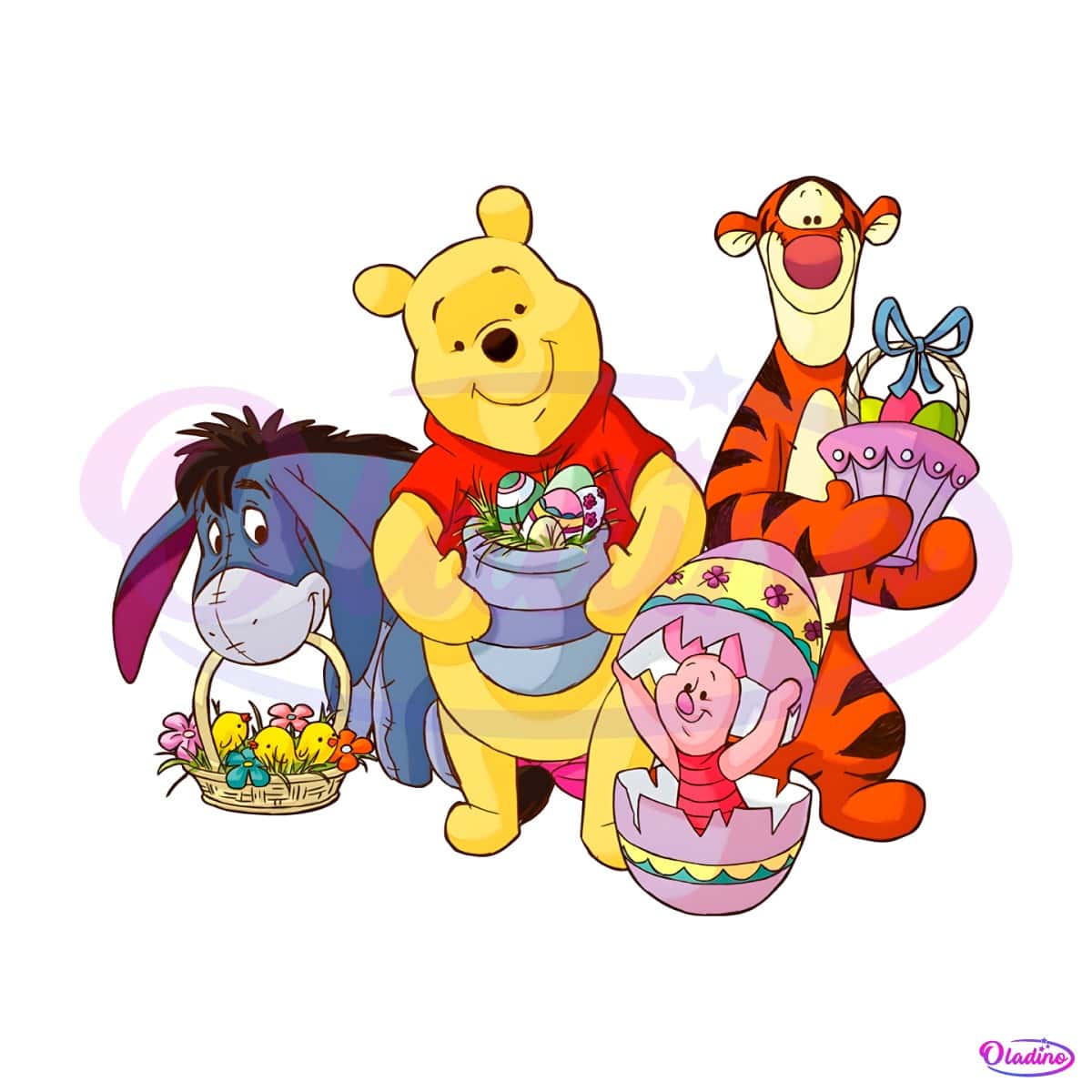 Retro Winnie The Pooh Friends Easter Day PNG