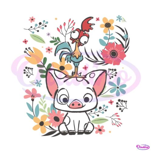 retro-disney-moana-hei-hei-and-pua-floral-svg