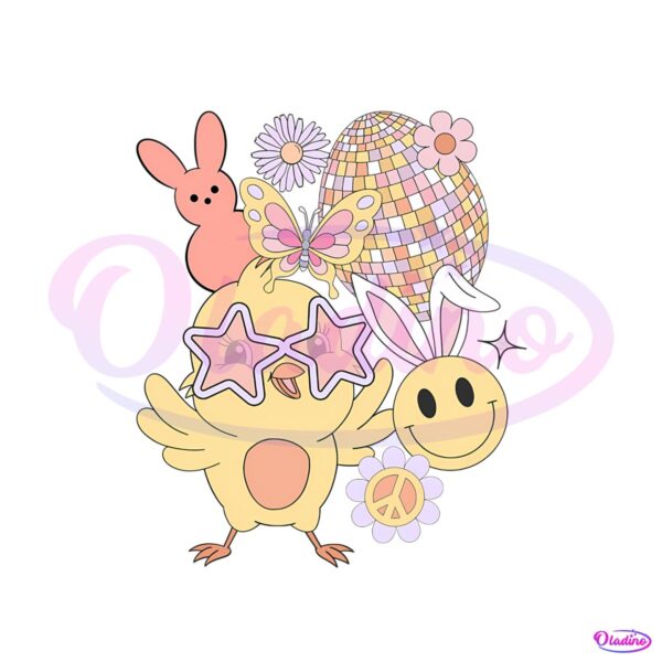 retro-easter-chick-disco-ball-bunny-png