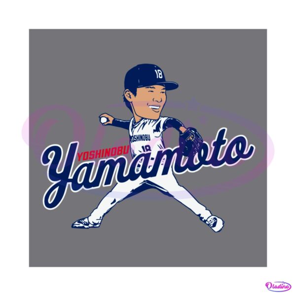 yoshinobu-yamamoto-caricature-mlb-player-svg