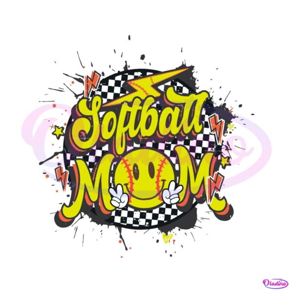 Retro Softball Mom Smile Face SVG