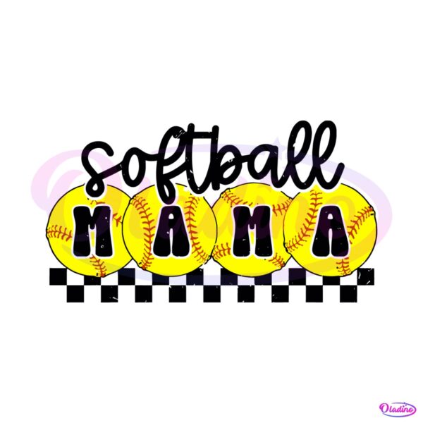Softball Mama Retro Checkered Mama SVG