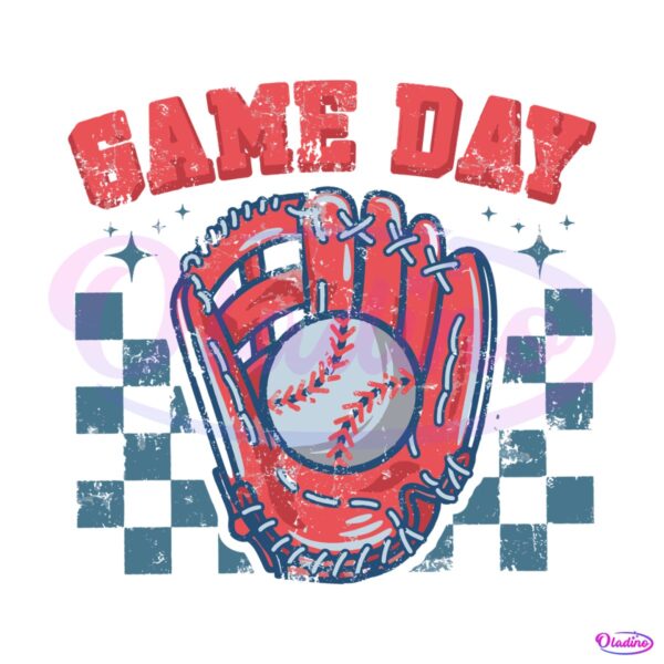 Checkered Game Day Baseball SVG