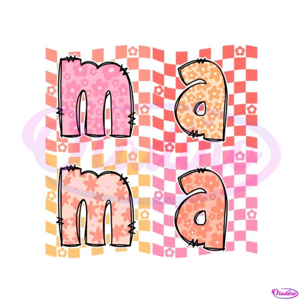 checkered-mama-floral-mom-svg