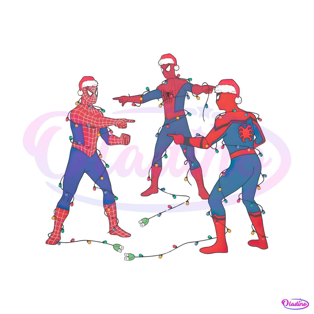 Marvel Three Spiderman Meme Santa Christmas Light PNG - Christmas SVG