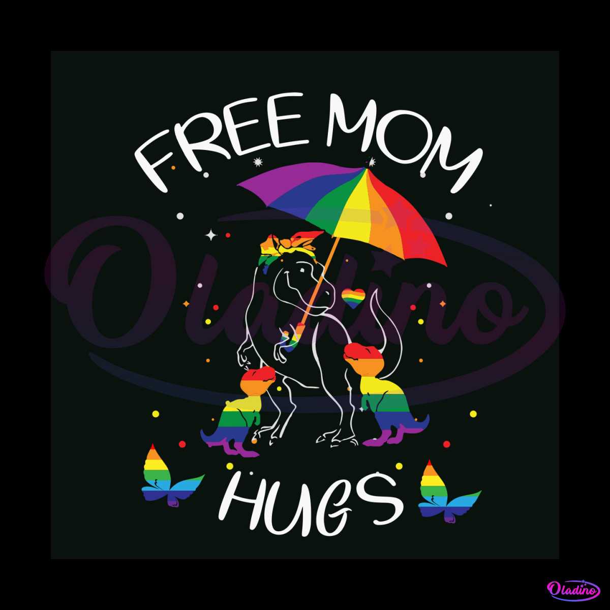 Rainbow Dinosaur Mom Hugs LGBT SVG File For Cricut -LGBT SVG
