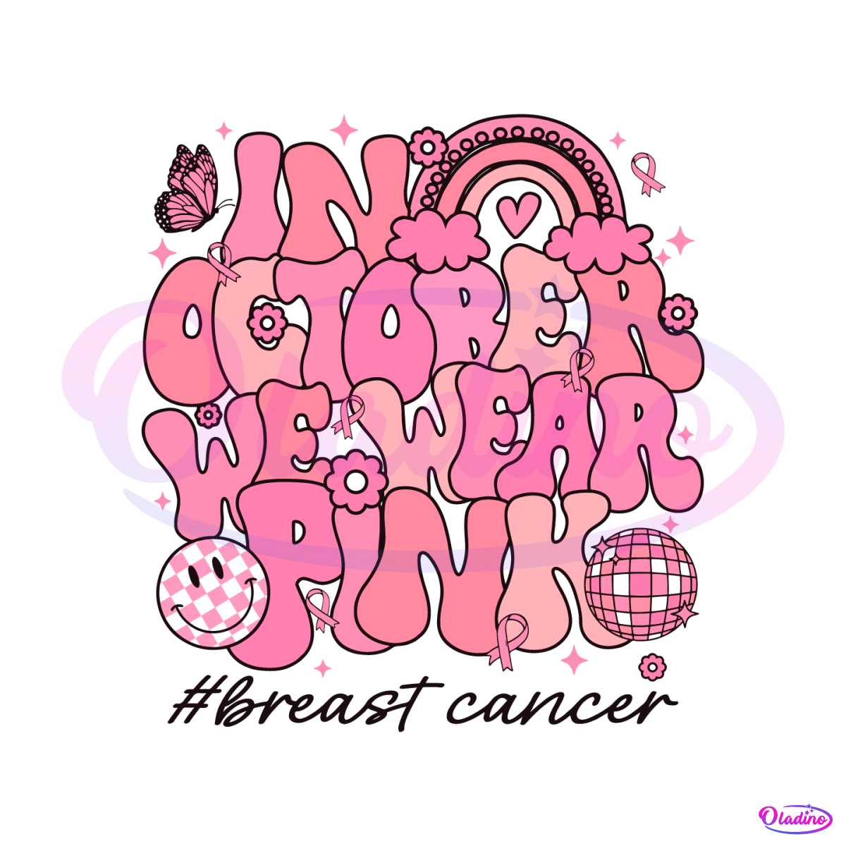 Retro Breast Cancer In October We Wear Pink SVG Download - Breast Cancer SVG