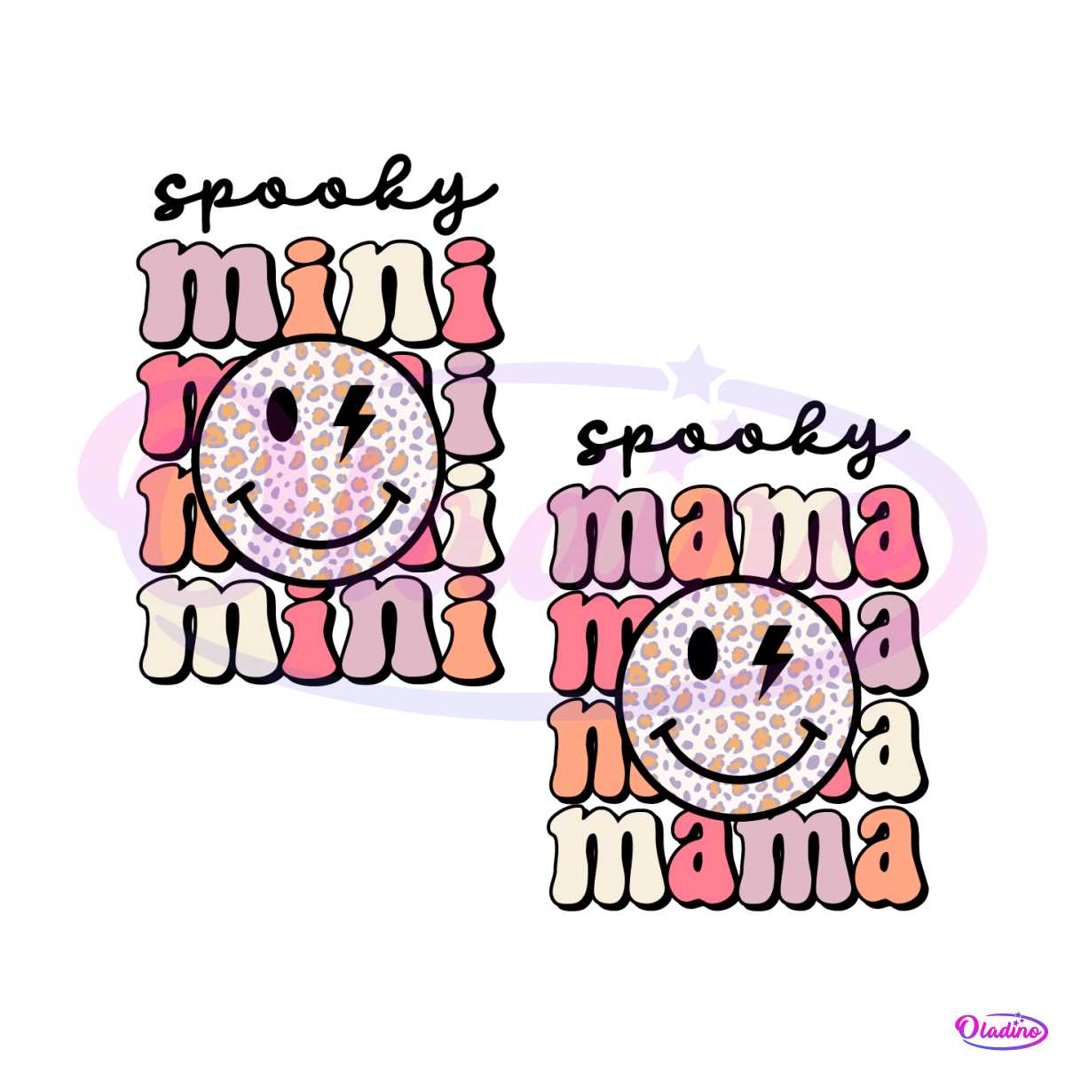 Retro Groovy Spooky Mama And Mini Bundle SVG Digital File - Mothers Day SVG