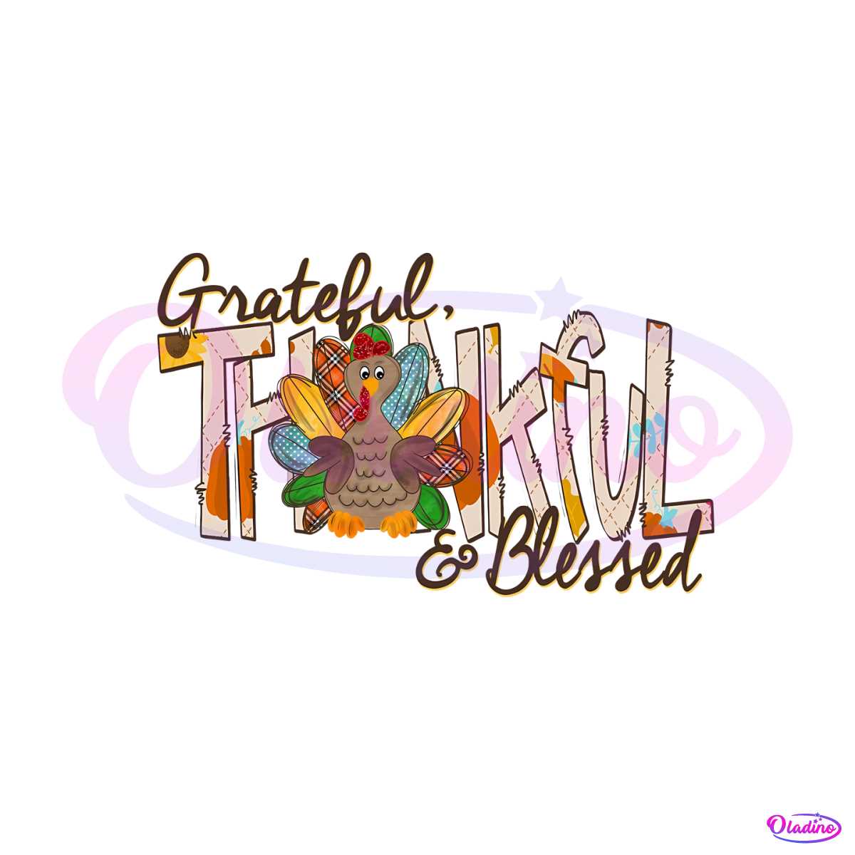 Retro Thankful Grateful Blessed PNG Sublimation Download - Thanksgiving SVG