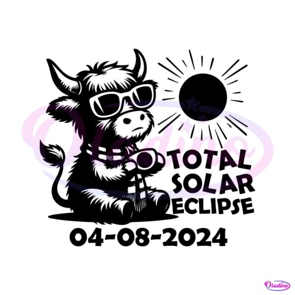 highland-cow-total-solar-eclipse-svg