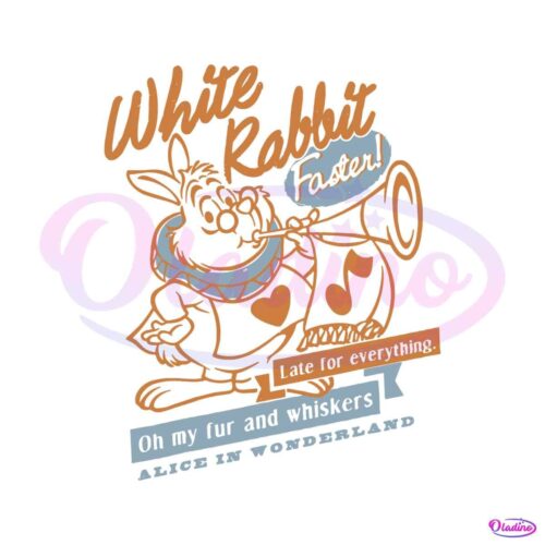 retro-alice-in-wonderland-white-rabbit-faster-svg