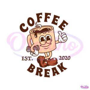 retro-coffee-break-est-2020-cartoon-logo-svg