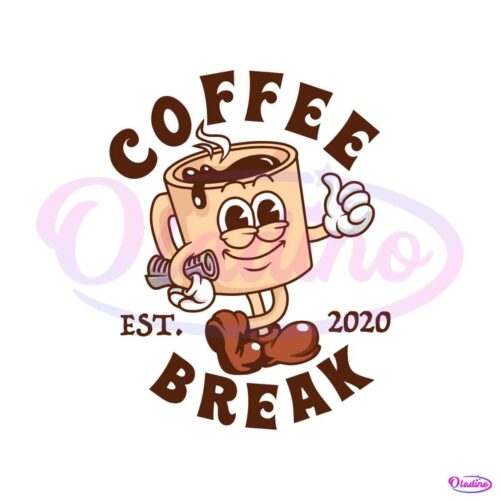 retro-coffee-break-est-2020-cartoon-logo-svg