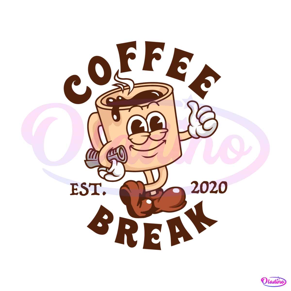 retro-coffee-break-est-2020-cartoon-logo-svg