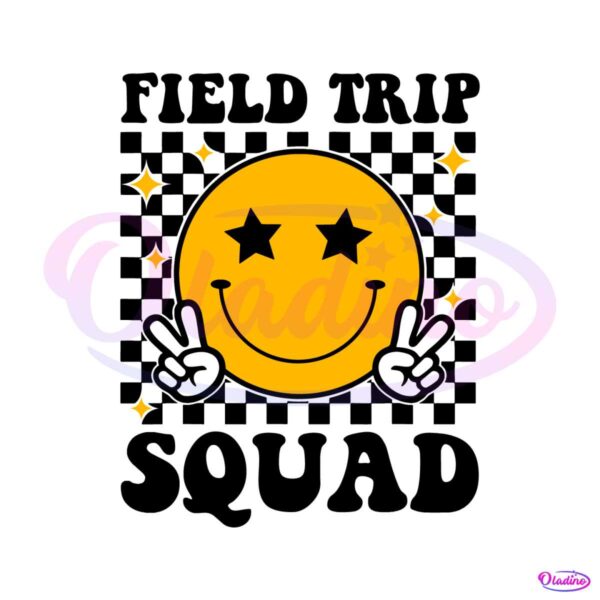 Checkered Field Trip Squad Smiley Face SVG