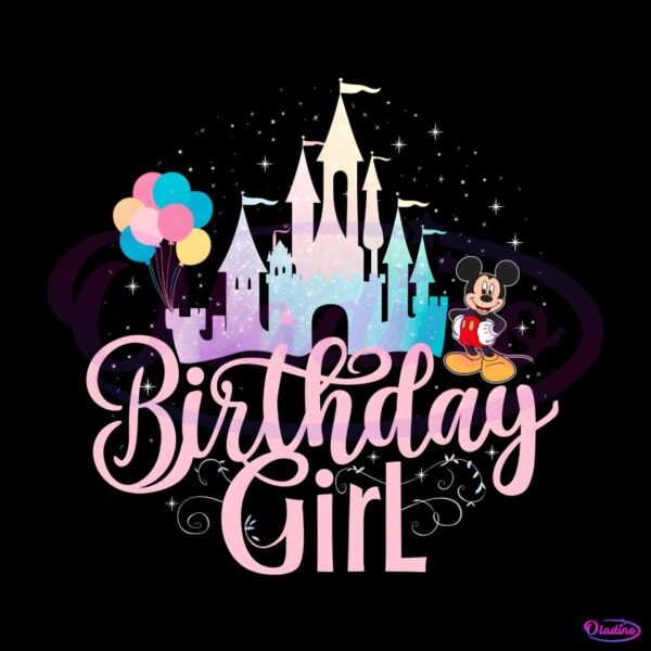 Funny Birthday Girl Mickey Castle PNG