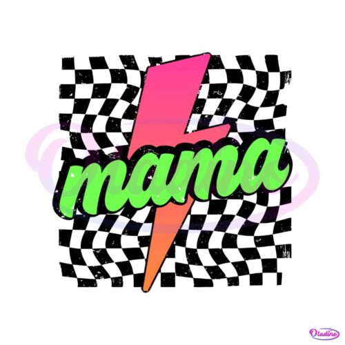 neon-mama-checkered-mom-lightning-bolt-svg