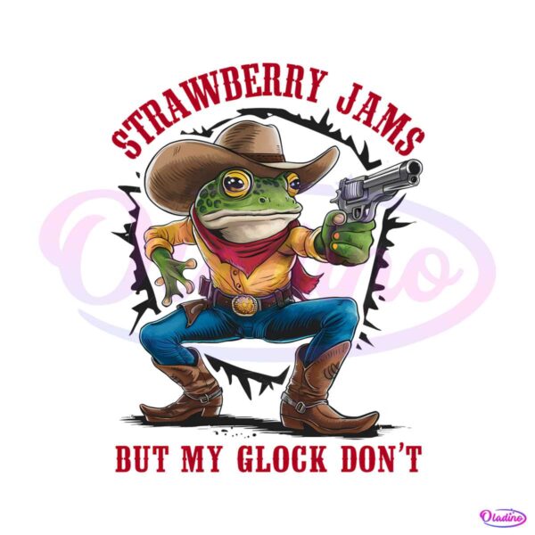 Retro Cowboy Strawberry Jams But My Glock Dont PNG