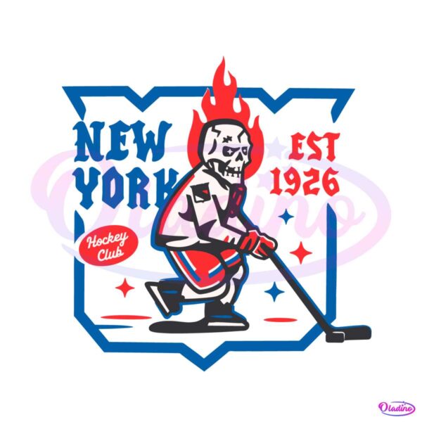 New York Rangers Skull Hockey Club SVG