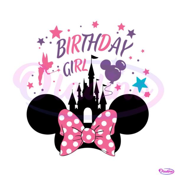 Retro Birthday Girl Disney Castle SVG