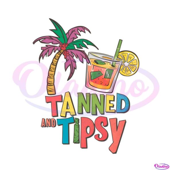 Retro Tanned And Tipsy Summer Vibes PNG