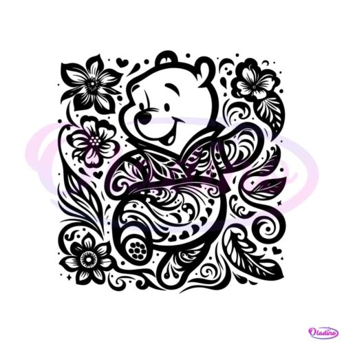 floral-winnie-the-pooh-cartoon-svg